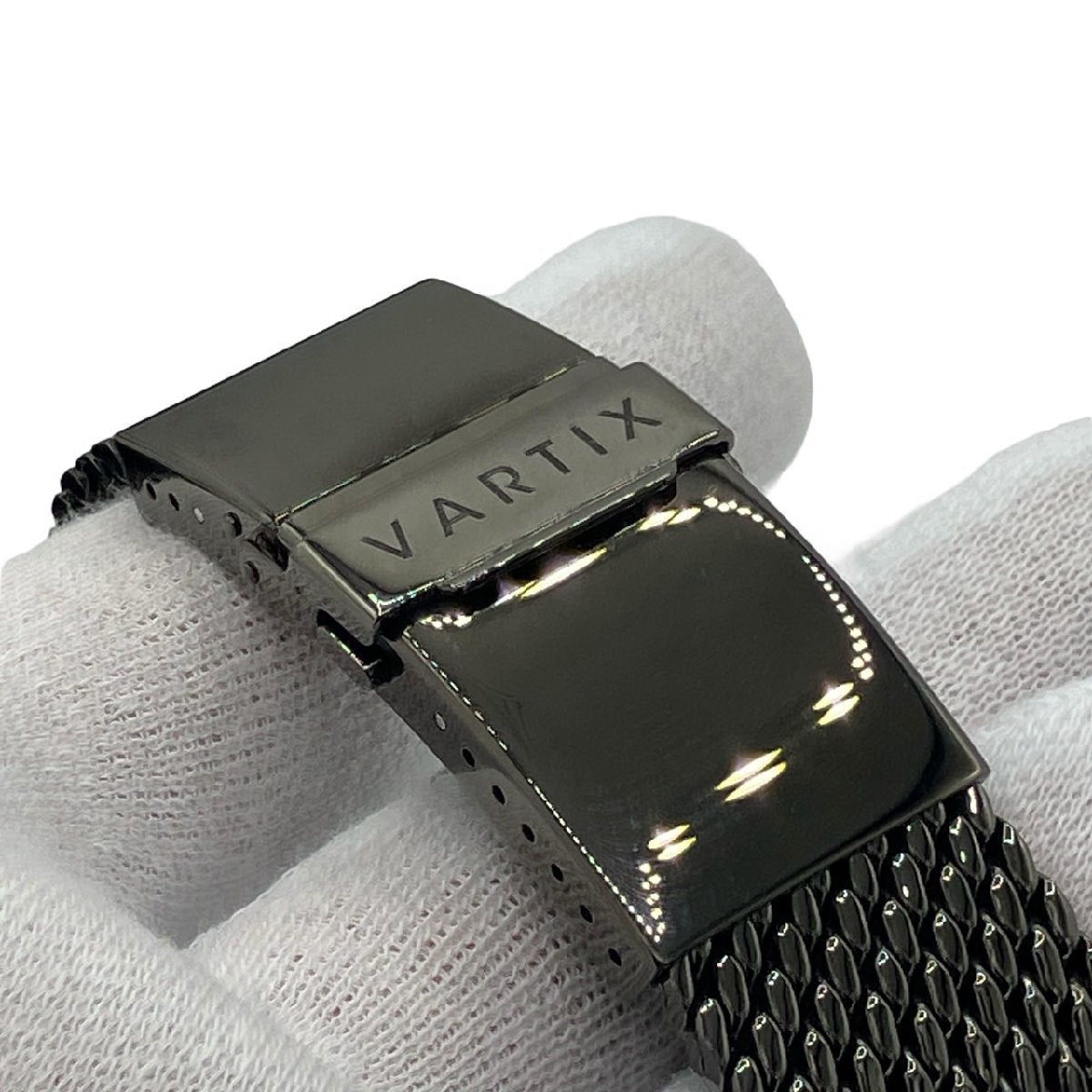 KS USED VARTIX ヴァティックス PR02B ALIVE テーブルファセット 自動巻き デイデイト 腕時計 稼働品 ブラック 裏スケルトン_画像7
