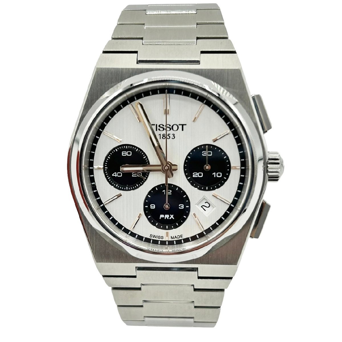 【在庫限り】 KS USED TISSOT ティソ T137.427.11.011.00 PRX オートマティック クロノグラフ 自動巻き ステンレススチール 文字盤シルバー×ホワイト ティソ