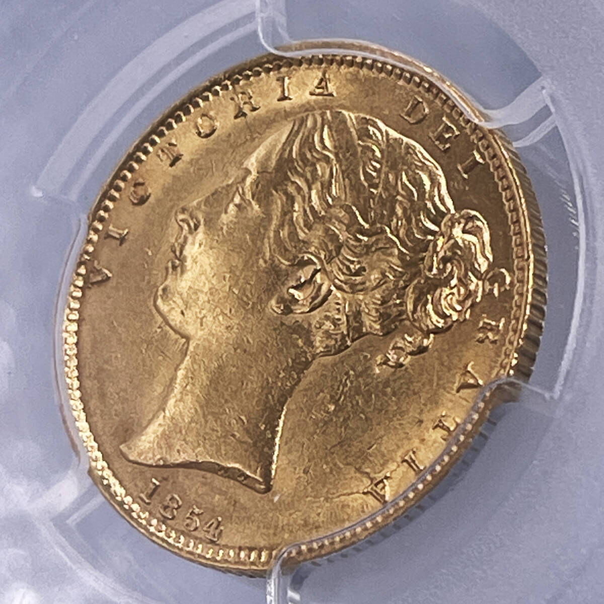 ★TOP5★ AU58 1854 ヤングヴィクトリア シールド イギリス 1ソブリン 金貨 PCGS アンティーク コイン 硬貨 世界コイン ロイヤルミントの画像6