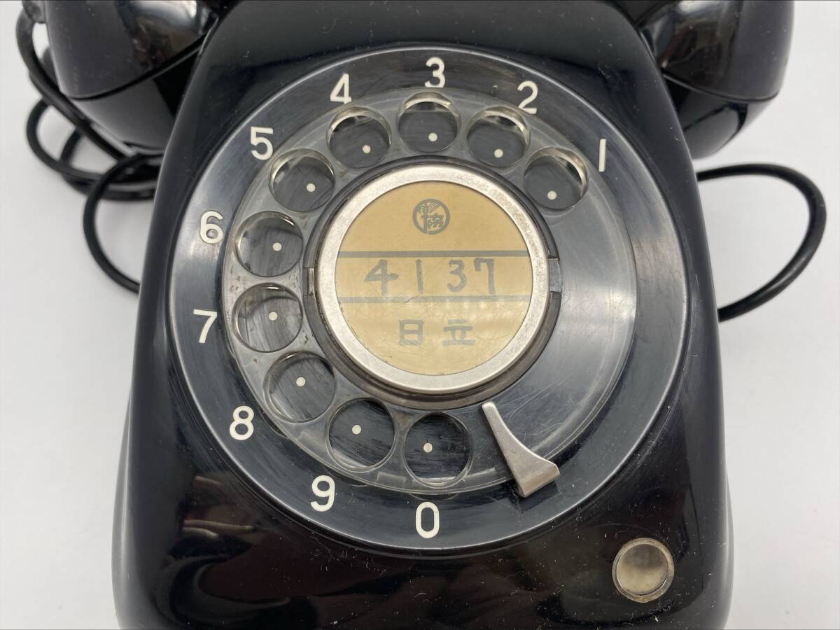 *8105 black telephone telephone machine dial type hand turning antique Showa Retro Hitachi operation not yet verification junk 