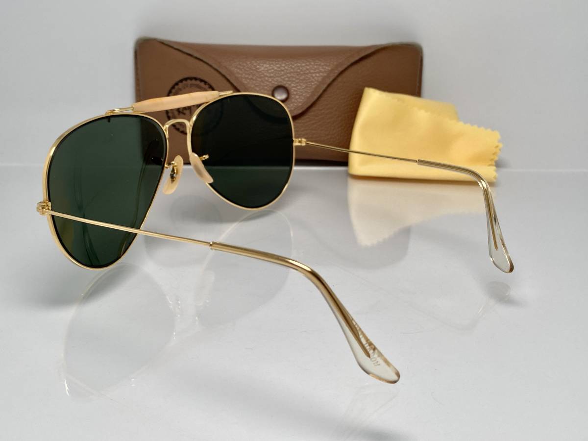 ケース付★B&L RAY-BANボシュロムレイバン OUTDOORS MANアウトドアーズマン2 Gold/G-15 ゴールド 白ロゴ VINTAGEサングラス USA製 メタル_画像9