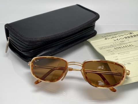 ケース付★B&L RAY-BANボシュロムレイバン Rituals Rectangle W2800 GoldゴールドTortugaトルツガ B-15 オーバルVINTAGE USA製サングラス_画像1