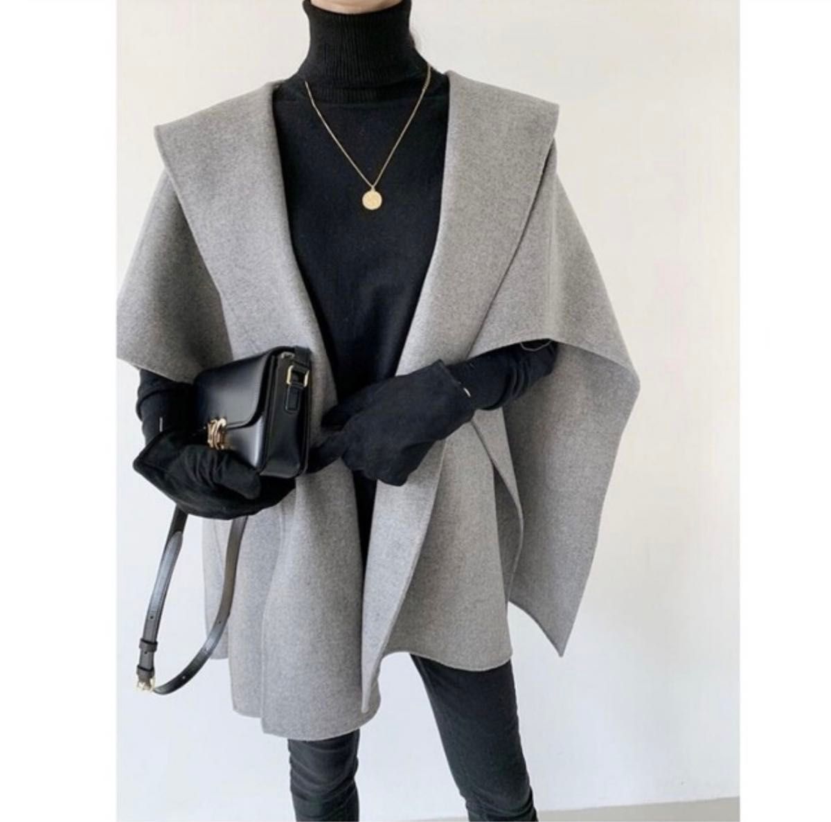 新品 ZARA アルパカブレンド フェルトテクスチャー ニットケープ ポンチョ ZARA ニットケープコート ケープ、ポンチョ、マント