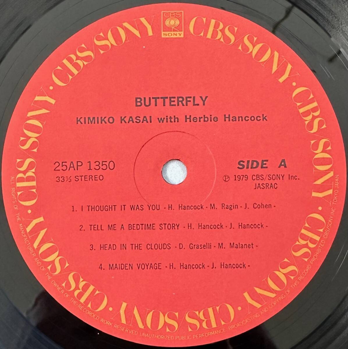 ■1979年 オリジナル 国内盤 Kimino Kasai with Herbie Hancock - Butterfly 12”LP 25AP 1350 CBS SONY 笠井紀美子の画像4