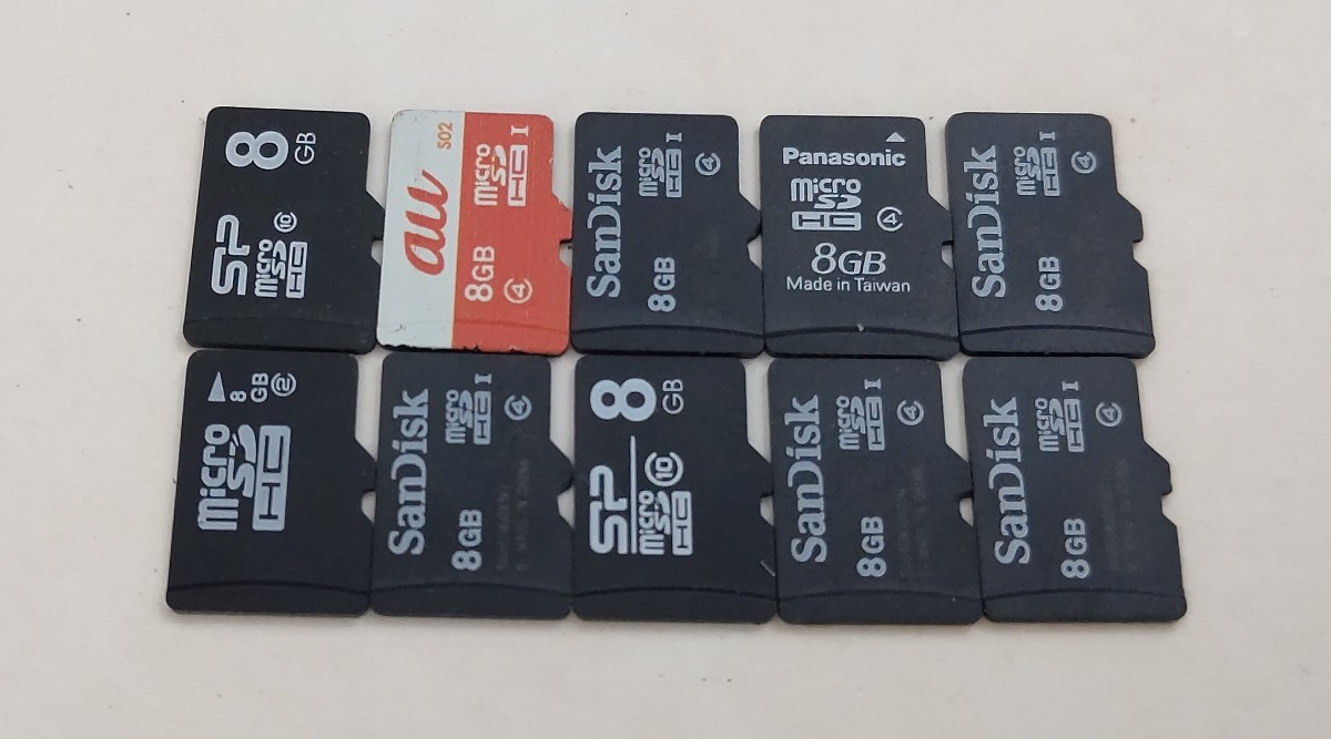 microSDHCカード 8GB 10枚セット マイクロメモリー ジャンク 中古 microSD_画像1