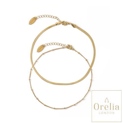20%скидка Orelia Orelia Snake Chain &amp; Satellite Chain Anklet Женские золотые аксессуары 2 Ren Overseas Brands