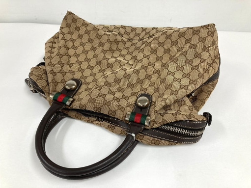 【中古】GUCCI　グッチ ハンドバッグ　シェリー　GG柄　ベージュ　ブラウン　茶　ショルダーバッグ_画像2