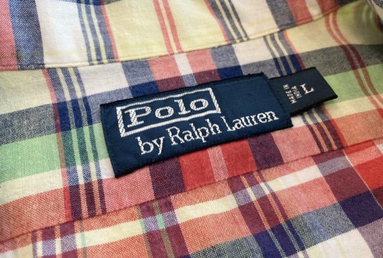 美品 90s POLO RALPH LAUREN 半袖 開襟 チェック シャツ ポロ ラルフローレン Caldwell USA ビンテージ オープン カラー RRL_画像3