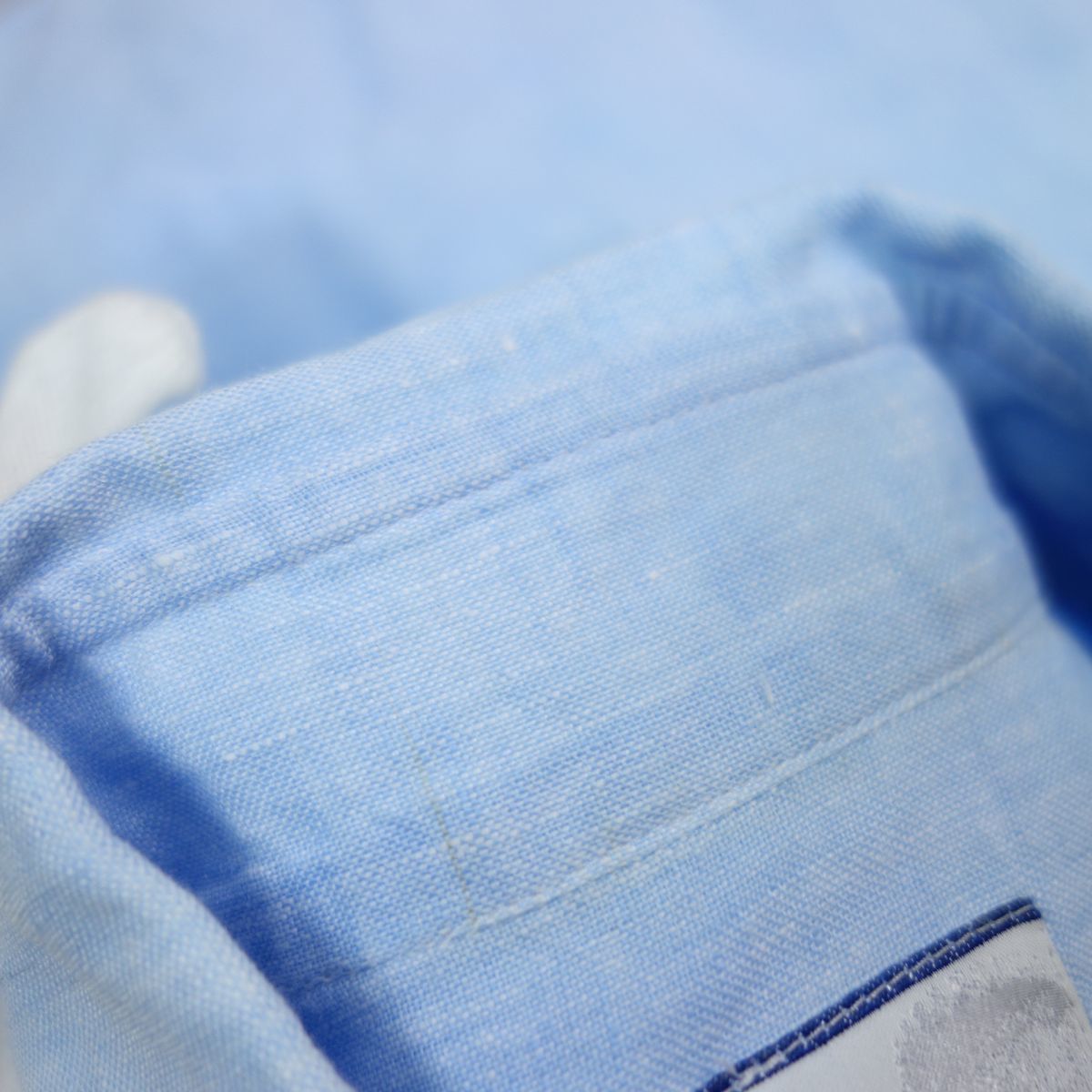 美品 イタリア製 GIANGI ジャンジ リネン100％ カッタウェイ 長袖シャツ 水色 メンズ 41 ナポリ クラシコ ピエトロ・プロベンザーレ_画像4
