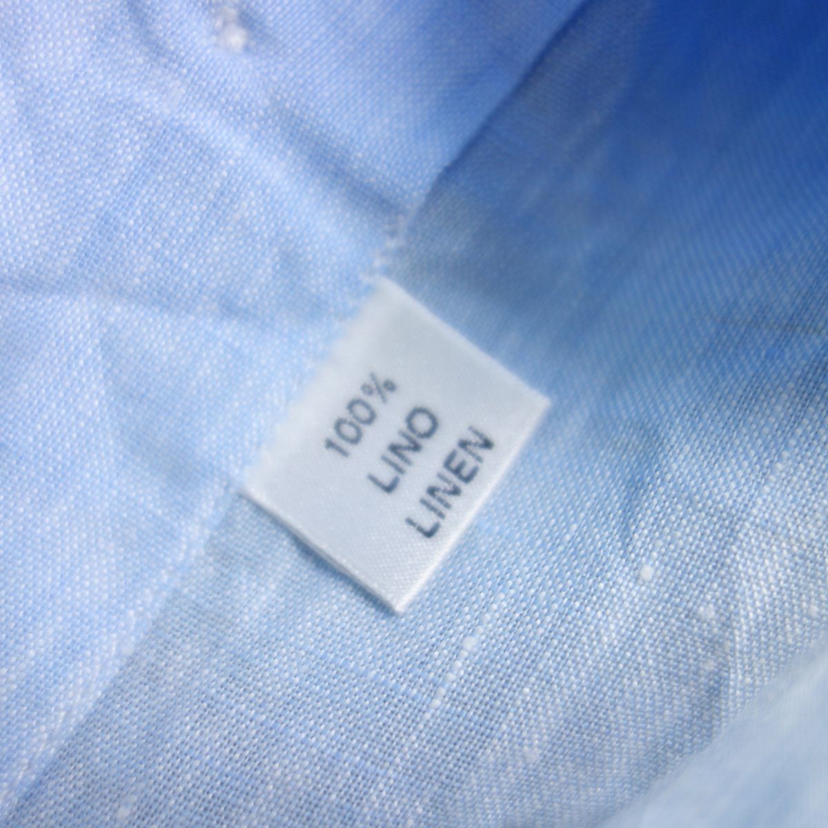 美品 イタリア製 GIANGI ジャンジ リネン100％ カッタウェイ 長袖シャツ 水色 メンズ 41 ナポリ クラシコ ピエトロ・プロベンザーレ_画像9