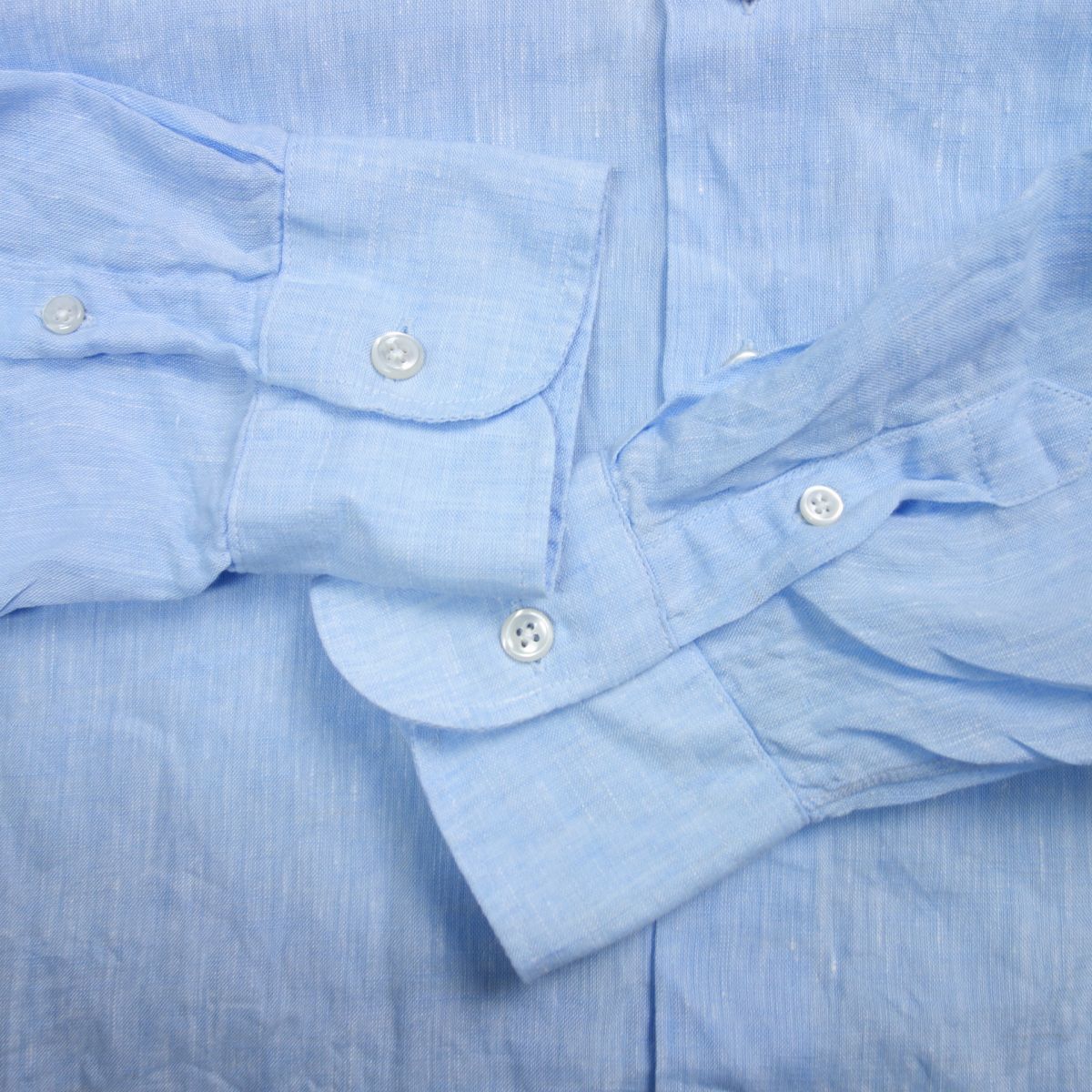 美品 イタリア製 GIANGI ジャンジ リネン100％ カッタウェイ 長袖シャツ 水色 メンズ 41 ナポリ クラシコ ピエトロ・プロベンザーレ_画像5