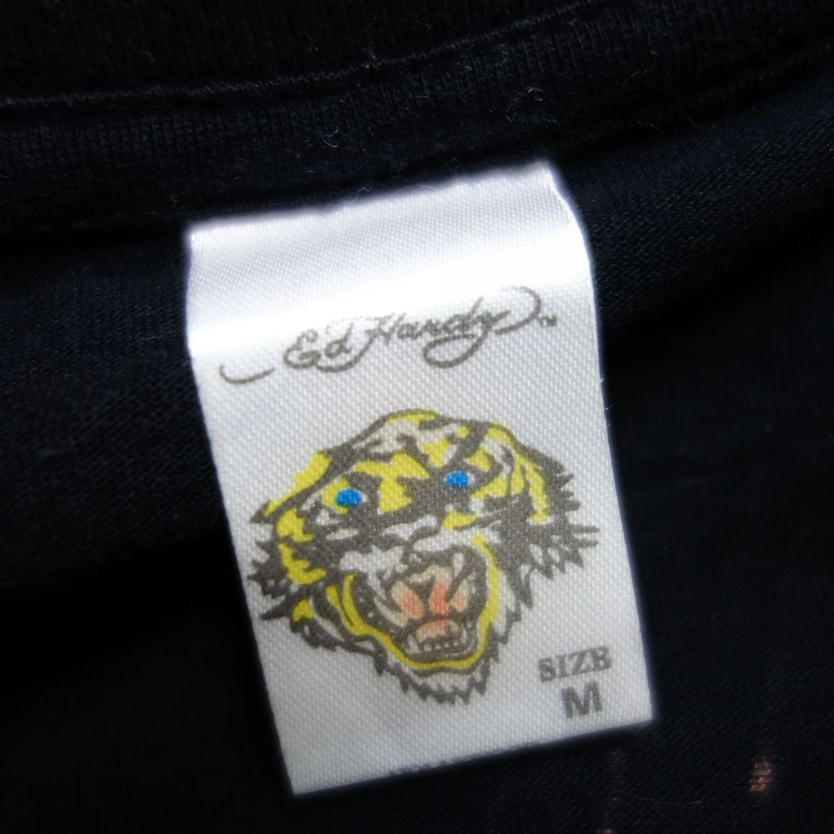 Ed Hardy エドハーディー 総柄 タトゥー ラインストーン ロンT 長袖Tシャツ 黒 メンズ M_画像6