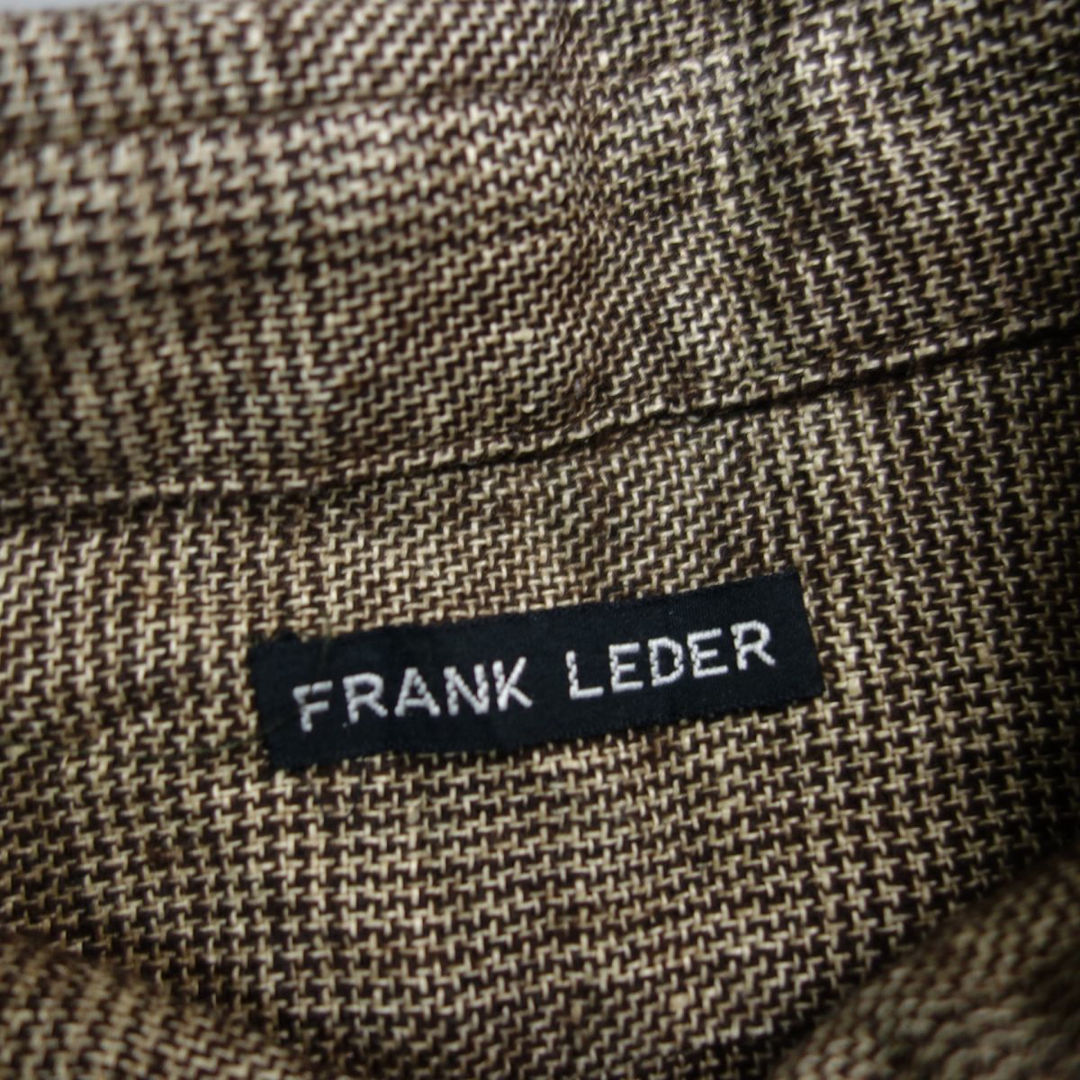 FRANK LEDER フランクリーダー ドイツ製 ウールリネングレンチェックシャツ S 長袖 メンズ ブラウン_画像5