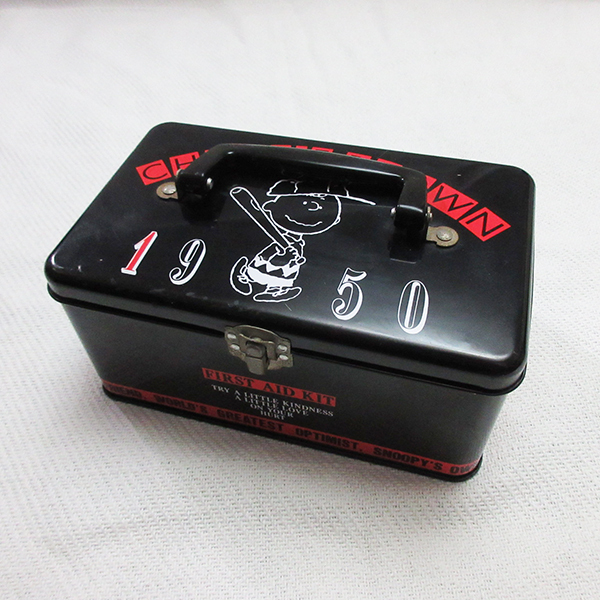 日本製■CHARLIE BROWN チャーリーブラウン FIRST AID KIT 缶 救急箱 収納 小物入れ SNOOPY スヌーピー ヴィンテージ レトロの画像1