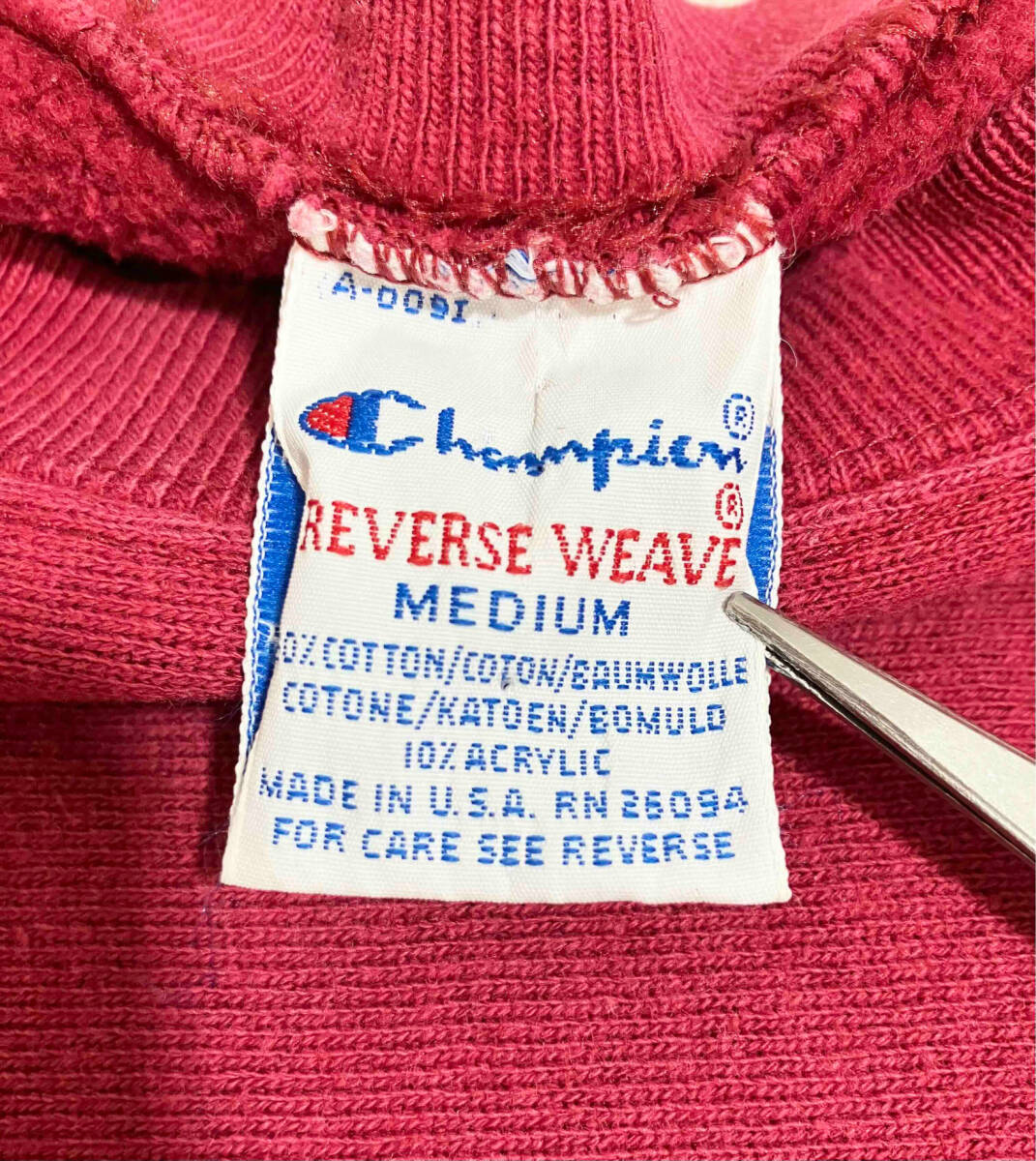 Champion REVERSE WEAVE / チャンピオンリバースウィーブ / スウェット / 90s / USA製 / 古着 / ワインレッド / Mサイズ_画像3