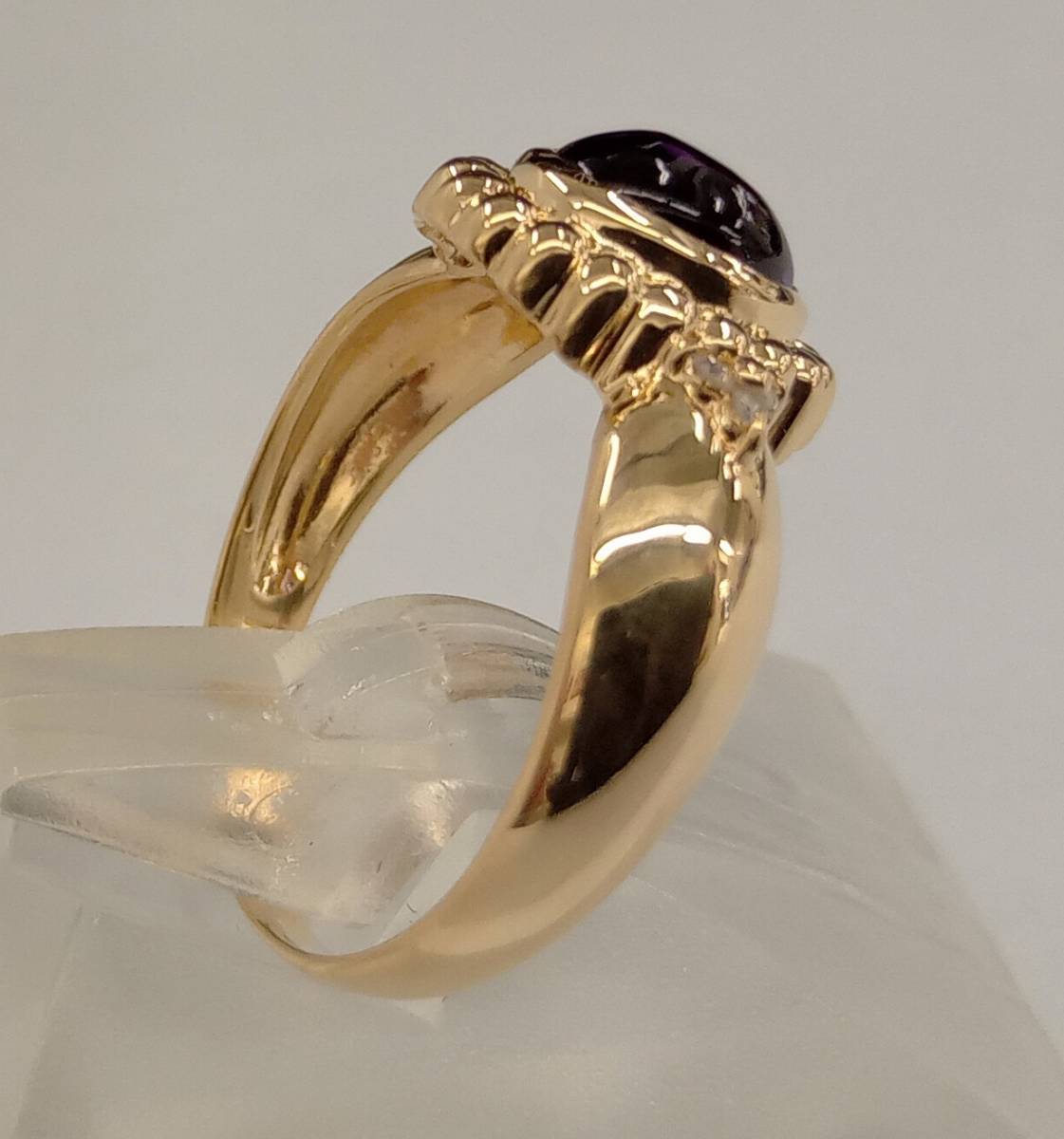 リング K18 18金 ゴールド ＃11.5 3.2g ダイヤモンド 0.03ct 紫 店舗受取可