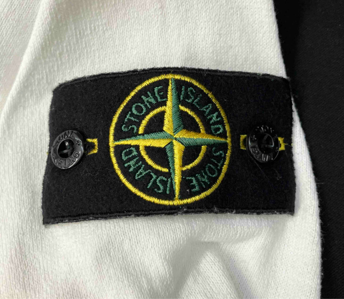 STONE ISLAND ストーンアイランド クルーネック ニット ホワイト M コットン 薄手 ワッペン 無地 店舗受取可_画像6