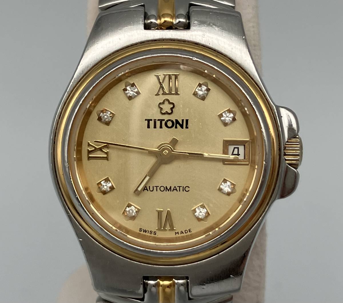  Junk TITONIchito-ni23971 wristwatch silver color Gold color store receipt possible 
