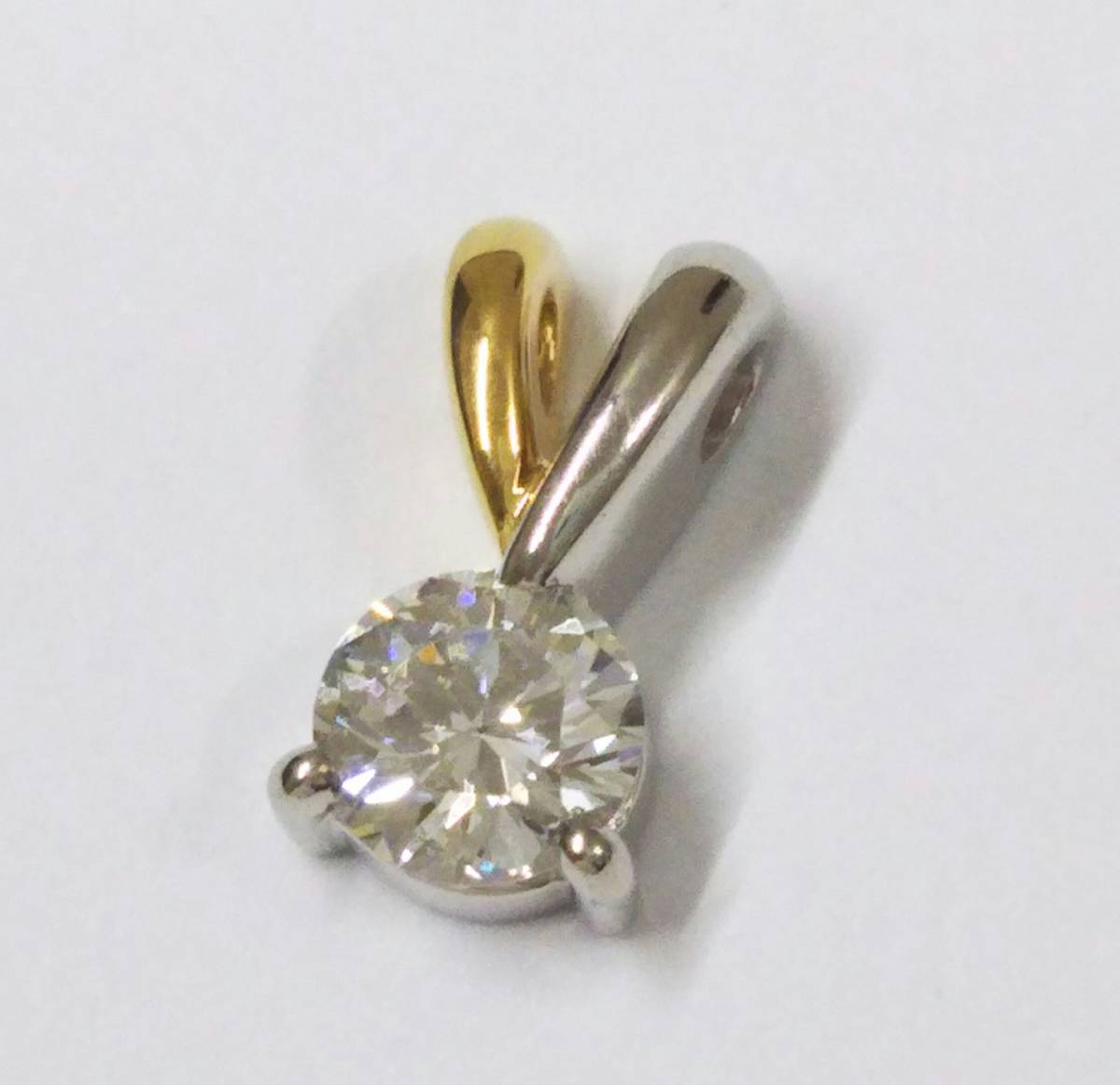 【クリーニング済】Pt900 K18 プラチナ ゴールド トップ ダイヤ0.37ct 総重量約1.4g コンビ 一粒ダイヤモンド