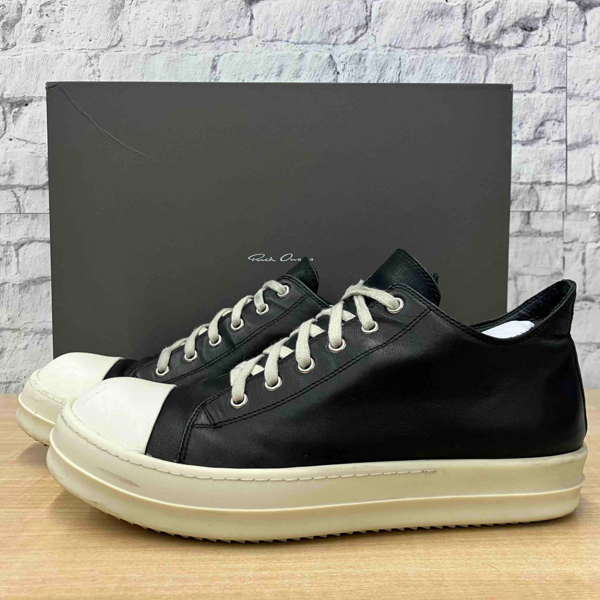 RICK OWENS LOW SNEAKS 911 BLACK/MILK/MILK リックオウエンス ローカット スニーカー ブラック ミルク RU01C4891LPO サイズ43