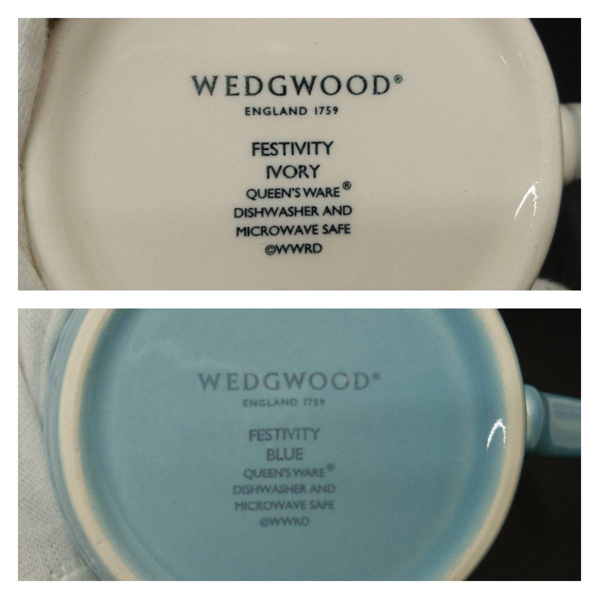 【箱付き】WEDGWOOD ウェッジウッド フェスティビティ マグカップ 2客 ブルー オフホワイト ブランド食器 店舗受取可_画像4