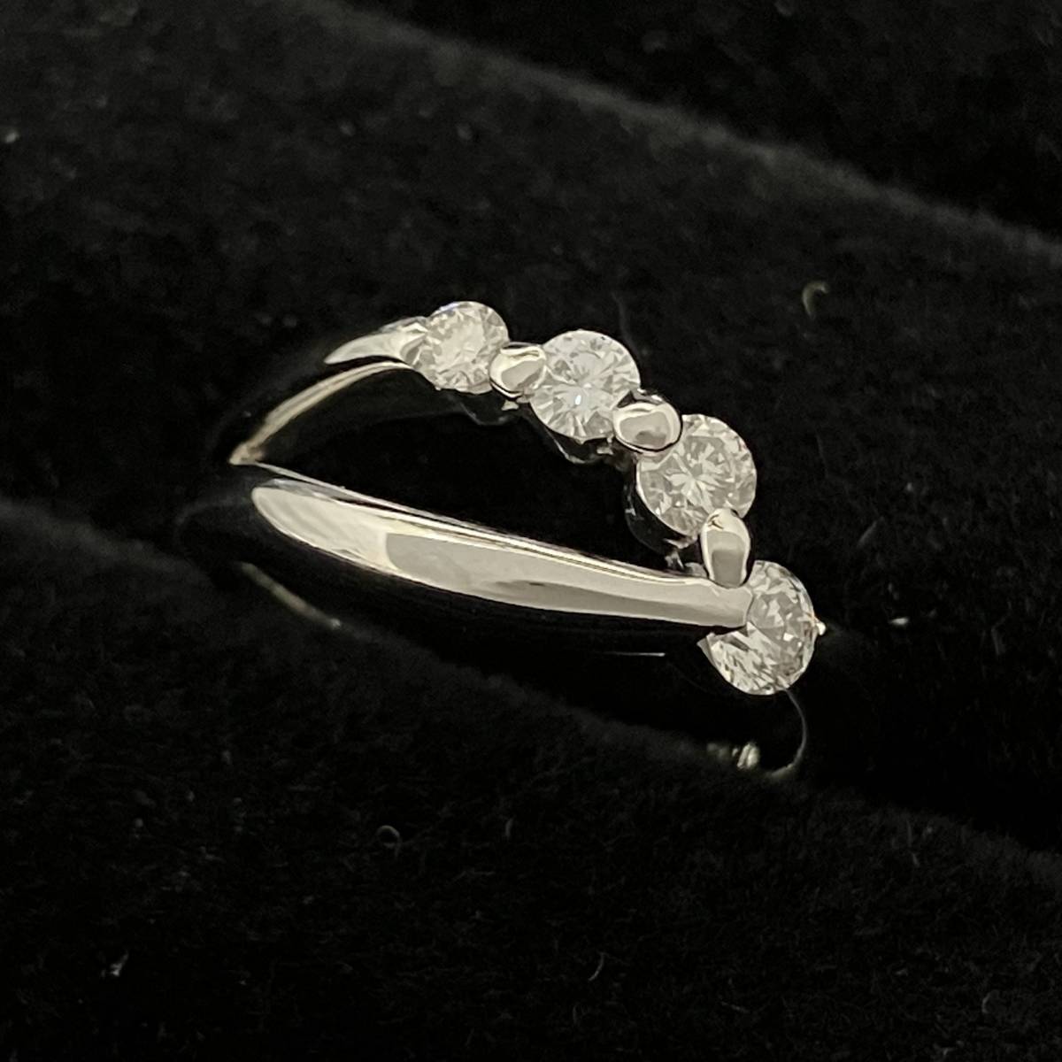 輝く高品質な 2号 Pt900 リング デザイン 0.23ct ダイヤ 新品仕上済み 4.1g 店舗受取可 指輪 プラチナ プラチナ台