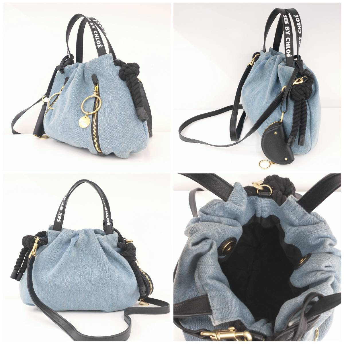 SEE BY CHLOE See by Chloe 02.20.82.65 плечо Denim сумка 2way сумка брендовая сумка голубой износ резина 