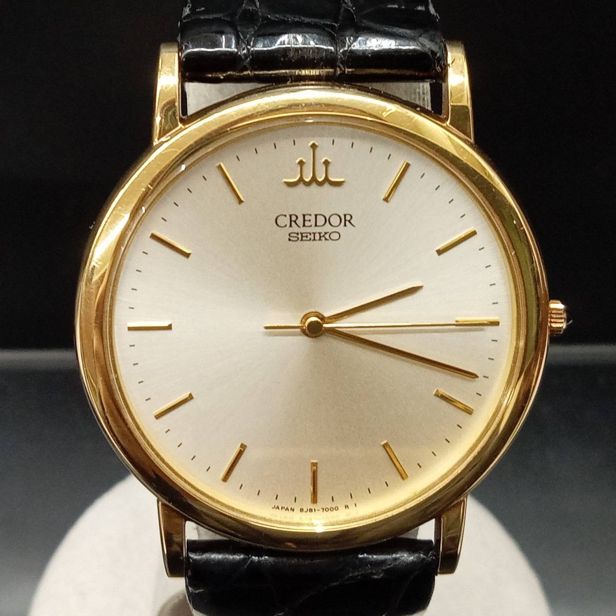 SEIKO セイコー CREDOR クレドール 8J81-7000 18KT 3針 シルバー文字盤 レザーベルト 腕時計 店舗受取可_画像1