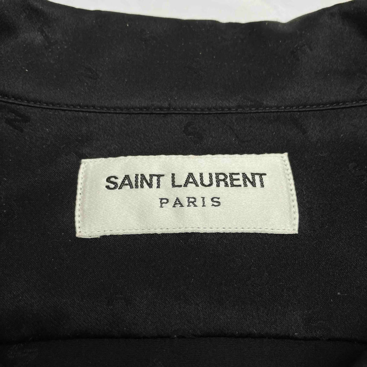 SAINT LAURENT PARIS sun rolan Paris Shark Collared Short Sleeve Silk Shirt 531956 Y2E51 silk shirt total pattern black size 41/16