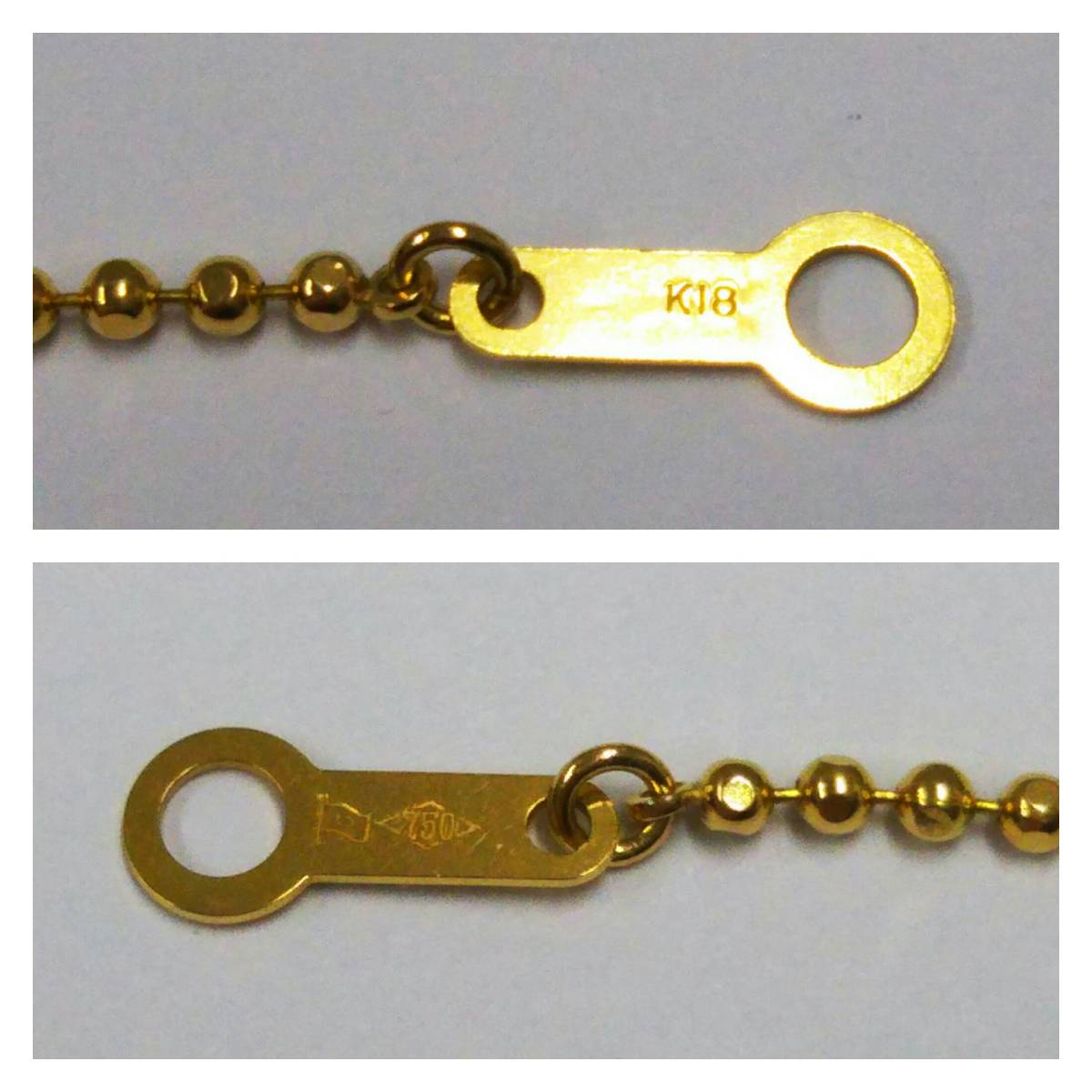 [ structure . department stamp have / cleaning settled ]K18(750 inscription ) gross weight approximately 3.8g approximately 40cm ball chain design Gold necklace 
