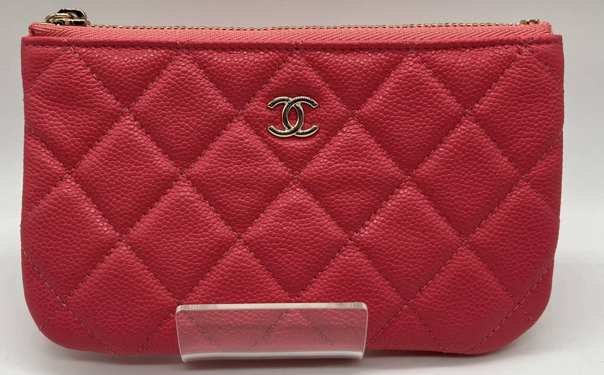 【エントルピー鑑定書付】CHANEL キャビア ポーチ ピンク 小物 シャネル