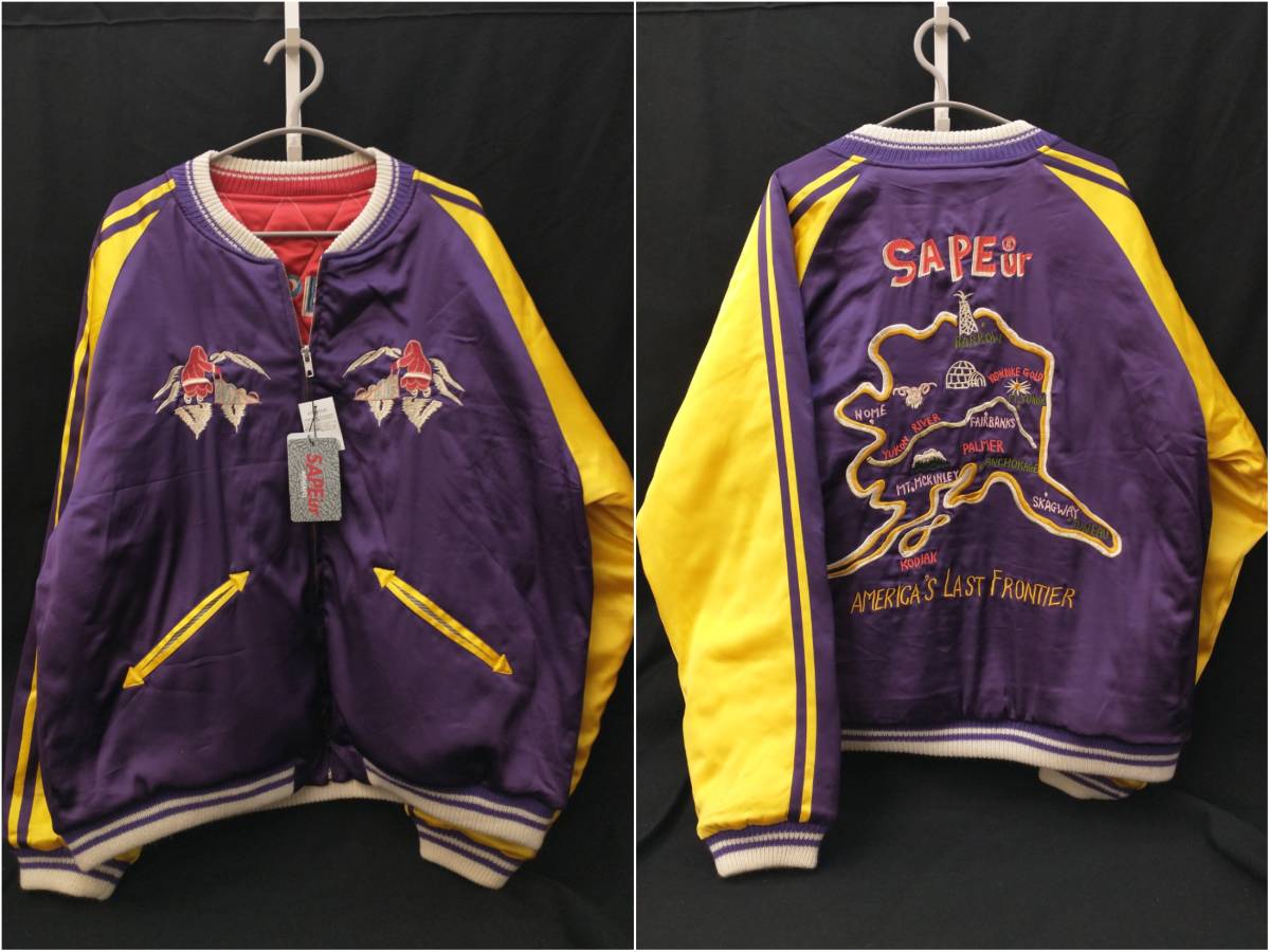 [タグ付] SAPEur REVERSIBLE SOUVENIR JACKET サプール リバーシブル スーベニアジャケット XL パープル レッド 24FW A0023-377 店舗受取可_画像2