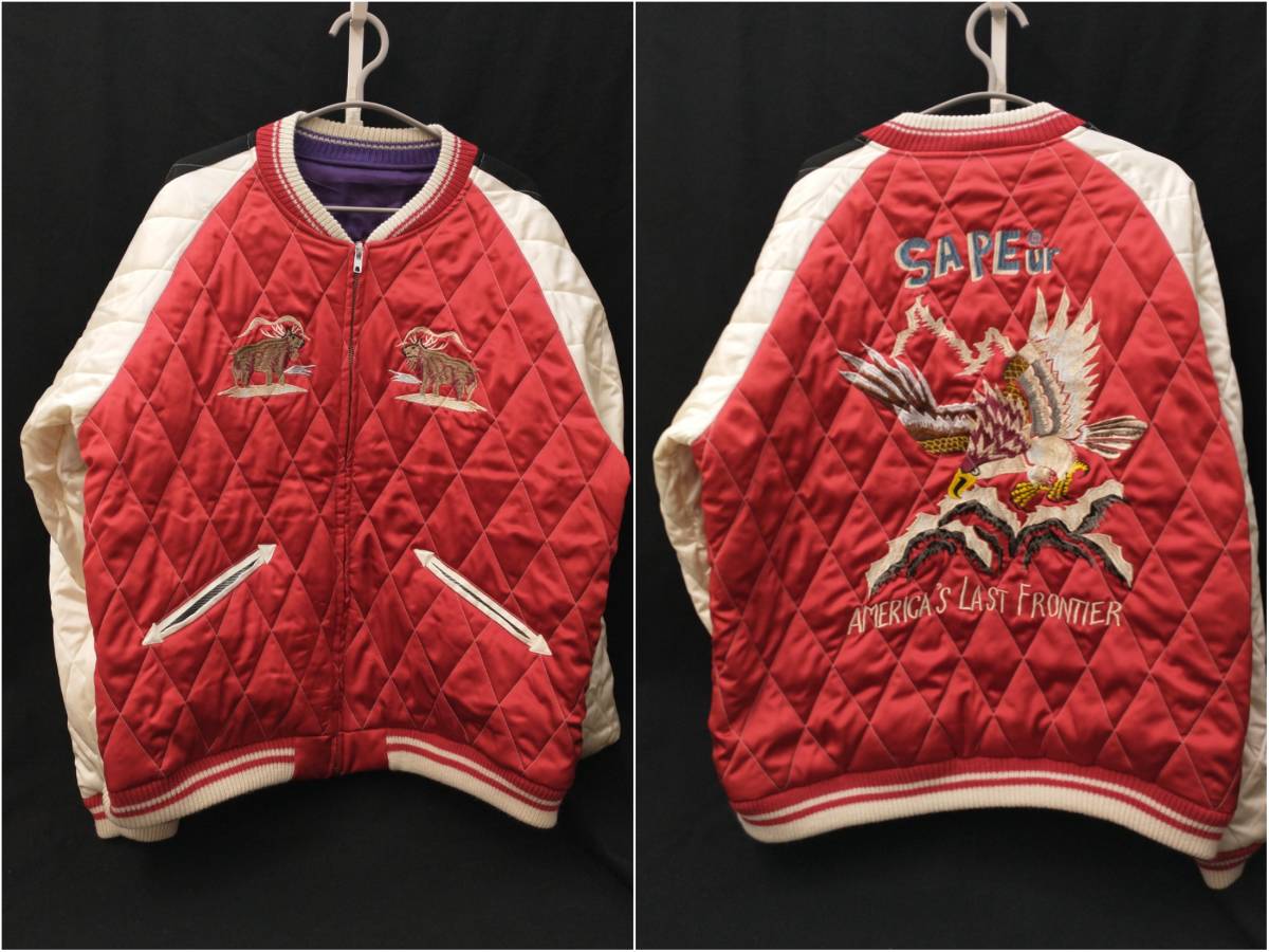 [タグ付] SAPEur REVERSIBLE SOUVENIR JACKET サプール リバーシブル スーベニアジャケット XL パープル レッド 24FW A0023-377 店舗受取可_画像3