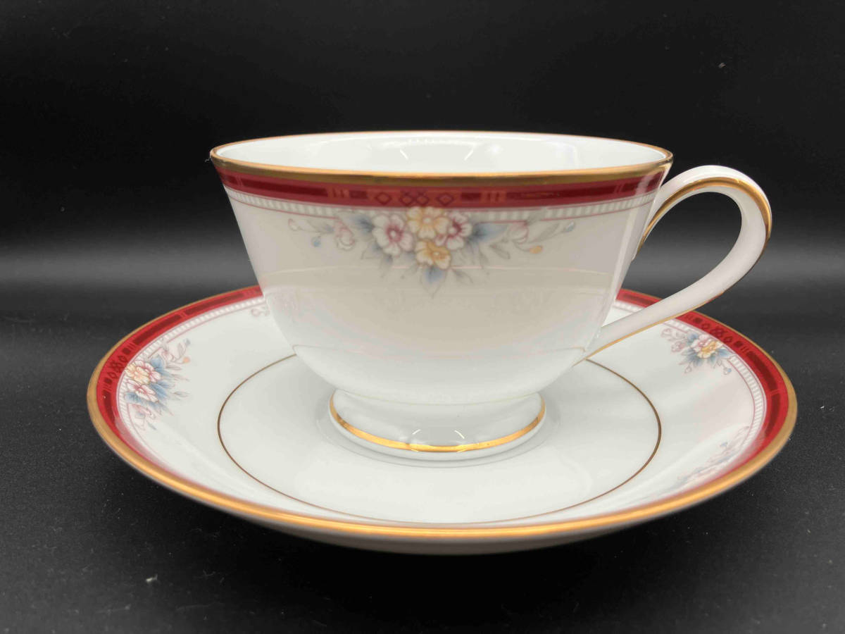 Noritake ノリタケ カップ&ソーサー2客セット 金縁 グリーン レッド_画像2