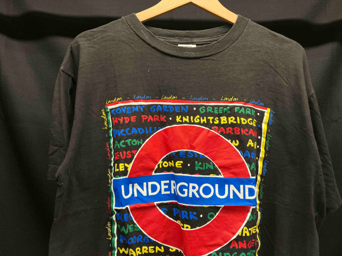 London UnderGround ロゴプリントTシャツ 90年代 古着 半袖Tシャツ ブラック