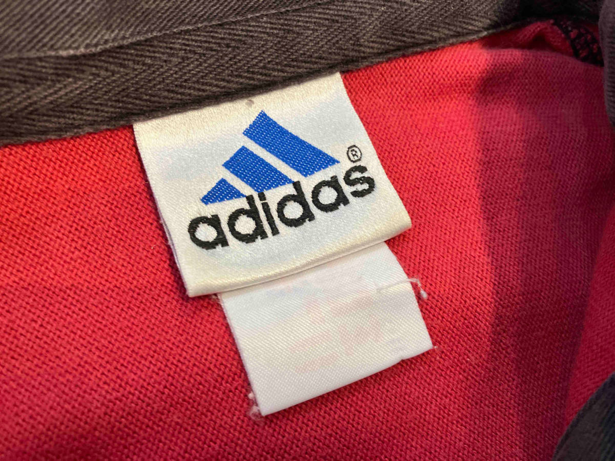 adidas 90s Point Logo L/S Polo Shirt Red アディダス パフォーマンスロゴ 長袖ポロシャツ レッド_画像4