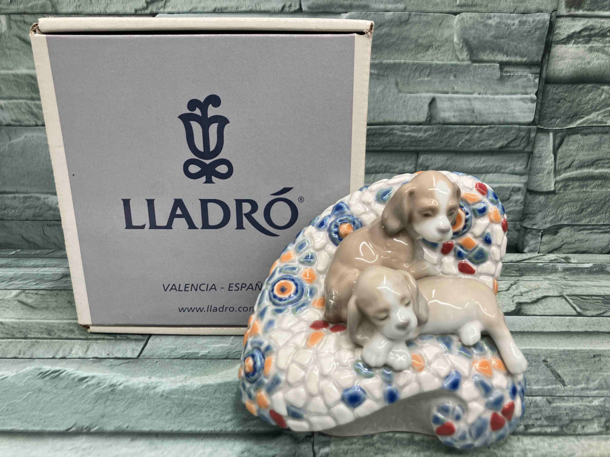 LLADRO/リヤドロ/バルセロナの街角/子犬/2匹/置物/オブジェ/人形/箱付き_画像1