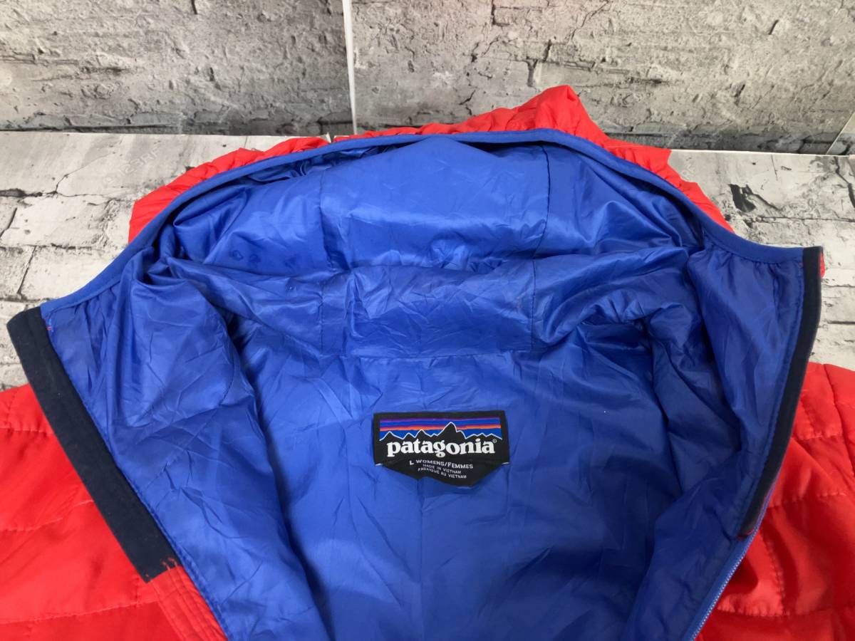 18年製 Patagonia パタゴニア Nano Puff Bivy ナノ パフ ビビー プルオーバー 中綿ジャケット 84196 サイズWOMENS L レッド_襟汚れあり