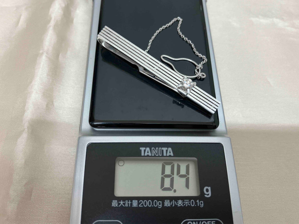 デザインタイピン Pt900 K14WG ダイヤ0.39ct 約8.4g ソーティング付_画像9