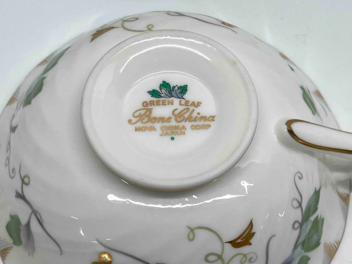 HOYA CHINA ホヤ チャイナ GREEN LEAF グリーン リーフ カップ&ソーサー 5客 箱なし_画像5