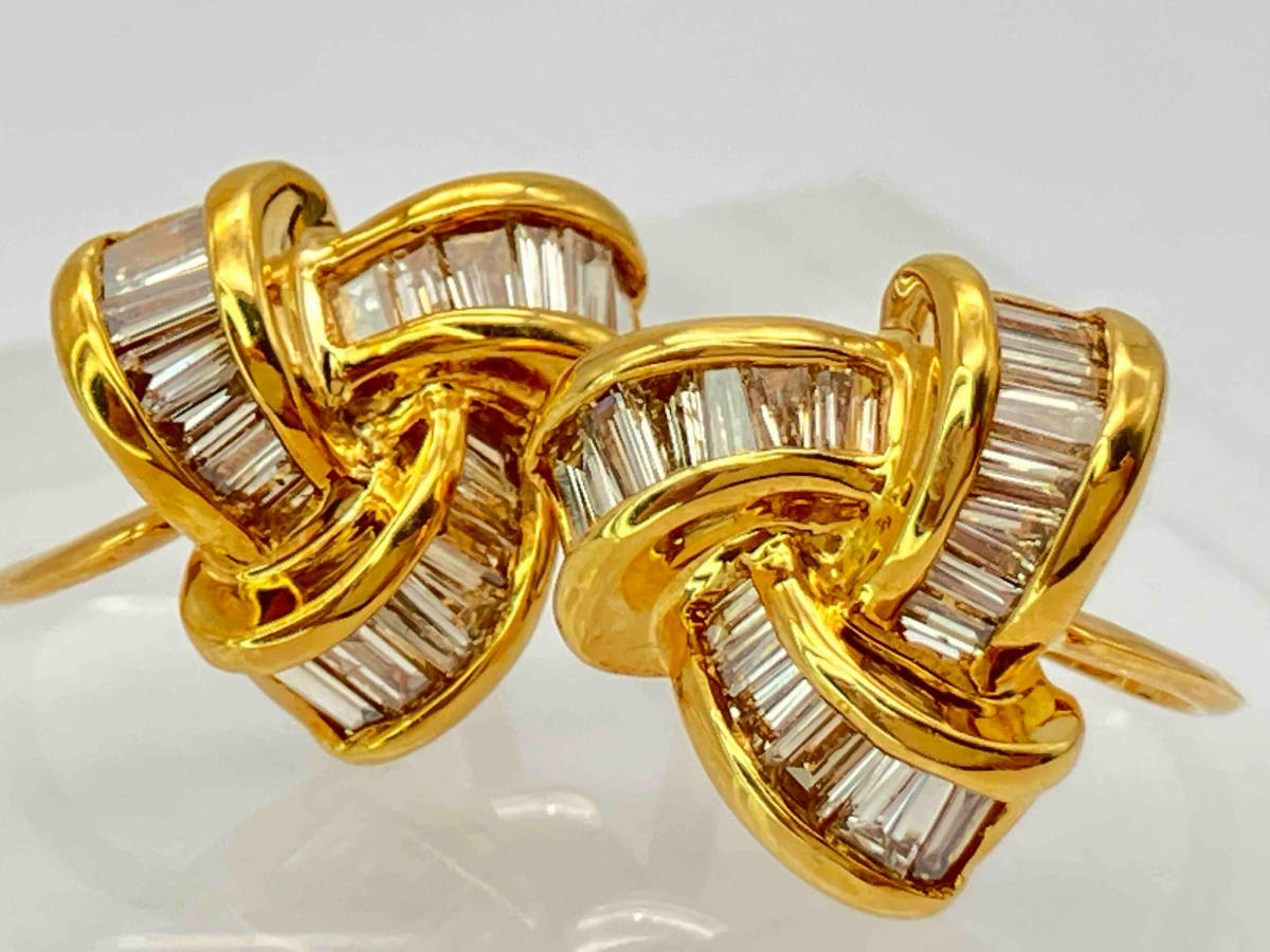 大人気新品 K18/ダイヤモンド0.05ct/テーパーダイヤ/イヤリング/4.2g ダイヤモンド