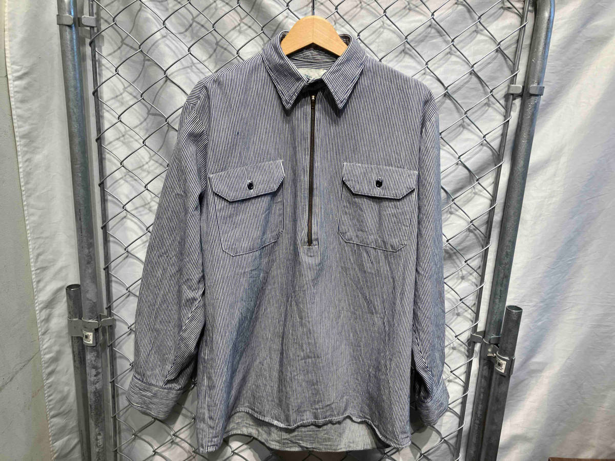 80-90s KEY hickory half zip shirt made in USA キー ヒッコリー ハーフジップシャツ USA製_画像1