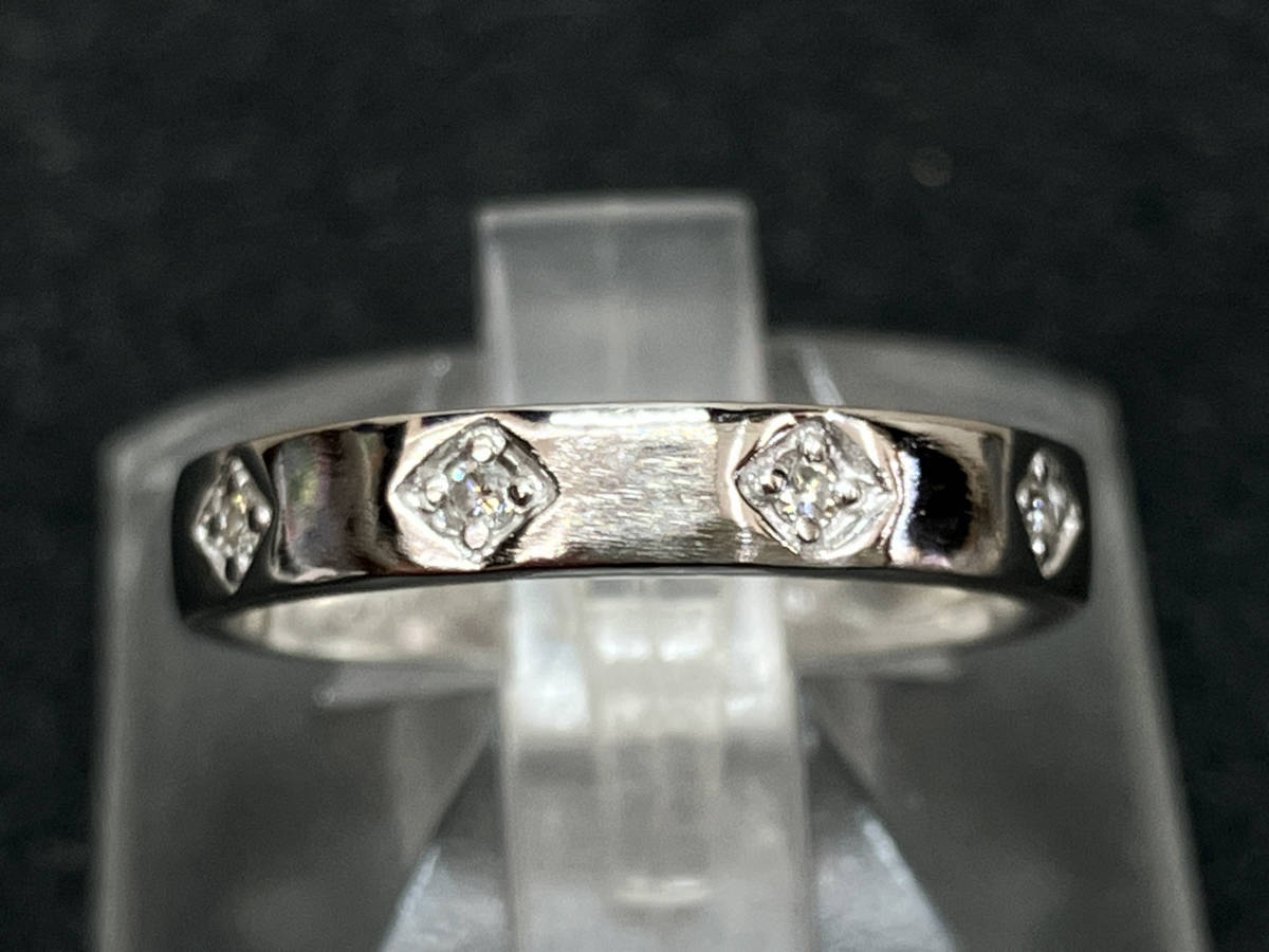 年末のプロモーション 9号 リング シンプルデザイン 0.05ct ダイヤ Pt900 リング幅 小キズあり 3.0g 総重量 0.3cm プラチナ台