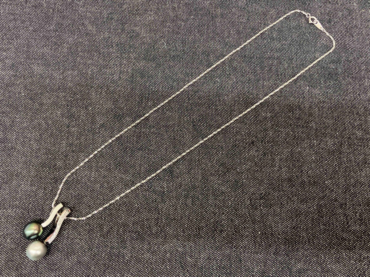  design necklace K18WG diamond 0.08ct approximately 40cm approximately 8.0g