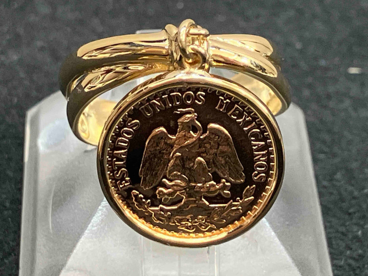 スーパーセール 目玉商品 0.3cm リング幅 6.5号 リング デザイン 2ペソ金貨 K22 / K18 総重量 小キズあり 4.1g イエローゴールド