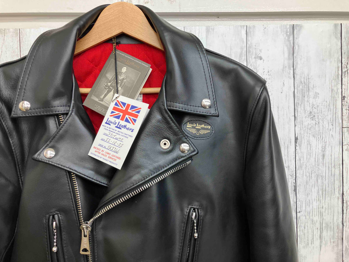 【40・美品】ルイスレザー 391T ダブル レザー 馬 ライダース ジャケット Lewis Leathers LIGHTNING TIGHT FIT 391T/40 ダブルライダース