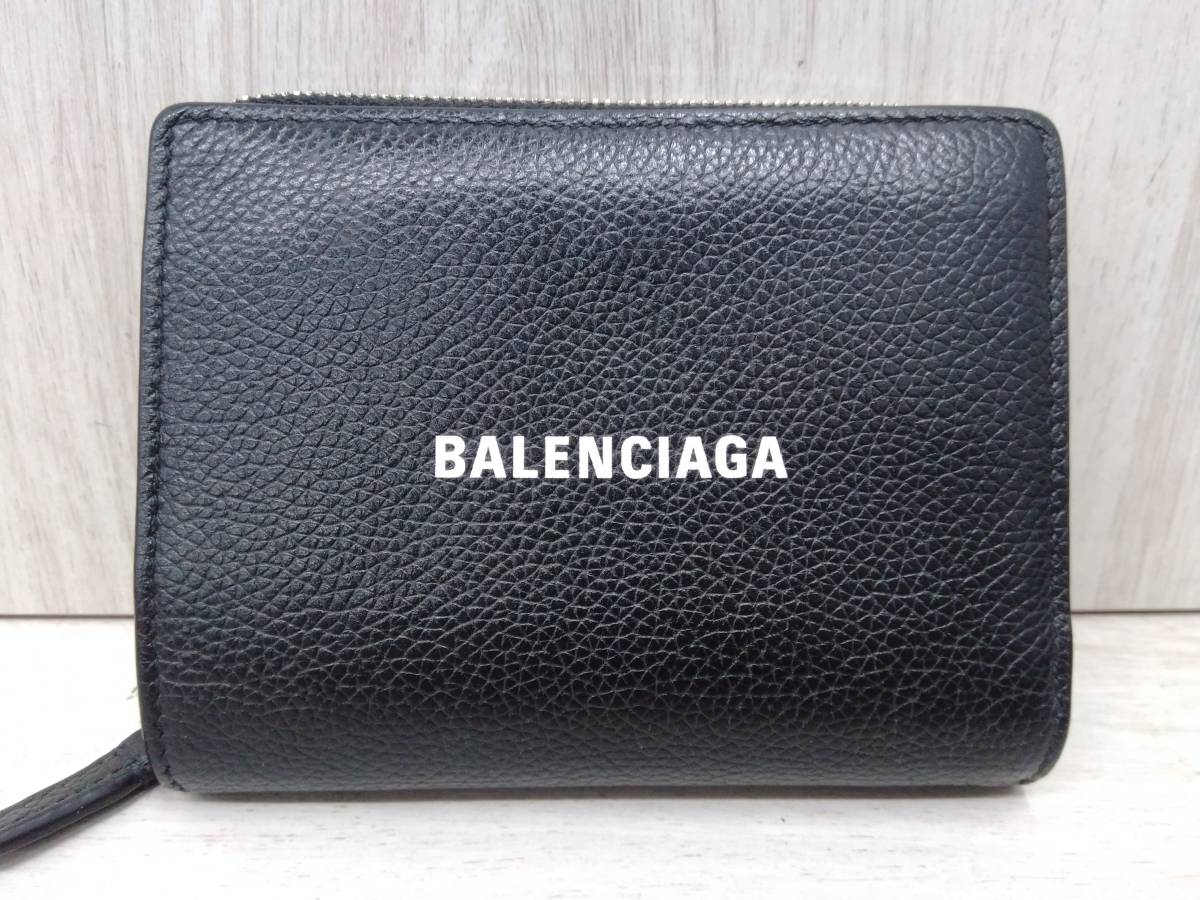バレンシアガ　BALENCIAGA　650879　二つ折り財布　黒