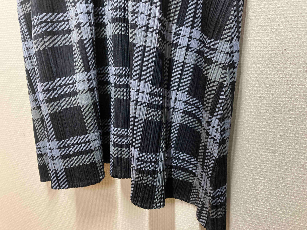 PLEATS PLEASE ISSEY MIYAKE ノースリーブ ワンピース プリーツプリーズ イッセイミヤケ チェック ロング スカート_画像4