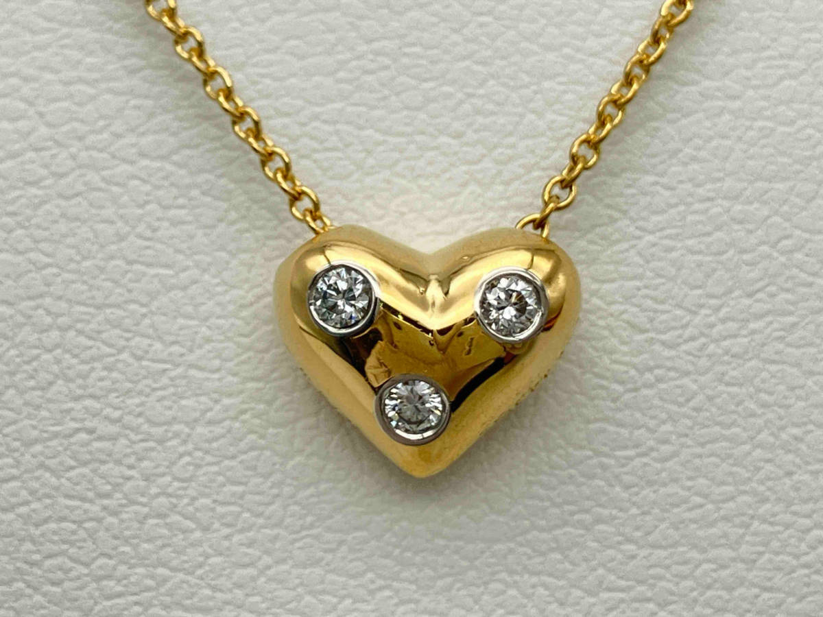 経典 Pt950 K18YG TIFFANY&Co ダイヤモンド 3.8g ネックレス ゴールド ブランドアクセサリー ドッツハート ティファニー イエローゴールド