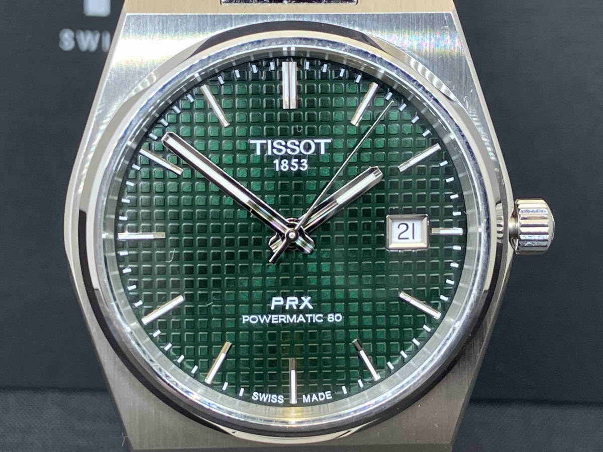 【2025年】エレガントファッションを上品に着 PRX ティソ T137.407.11.091.00 【即決】TISSOT パワーマティック80 ブランド 腕時計 グリーン文字盤 ティソ